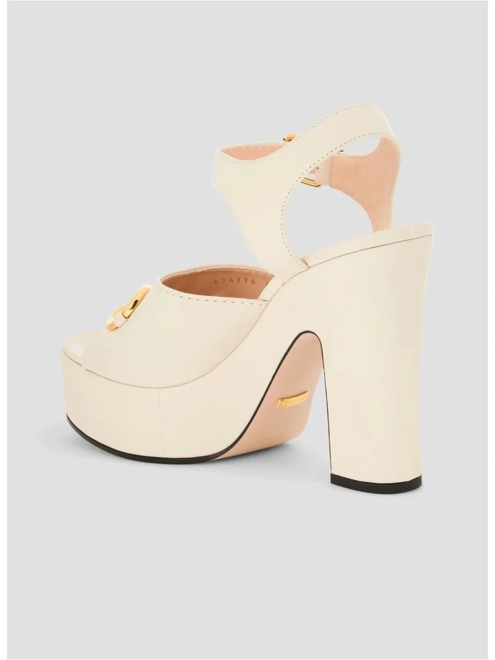 Gucci Cream Platform Ankle-Strap Sandals with Gold Hardware